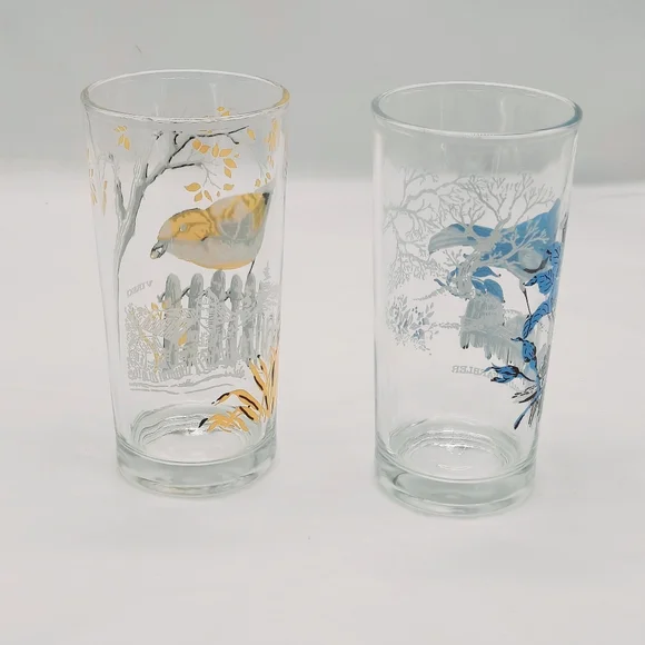 Vintage Glassware Bird Collectors Drinking Glasses 2 Piece Set - Picture 5 of 7